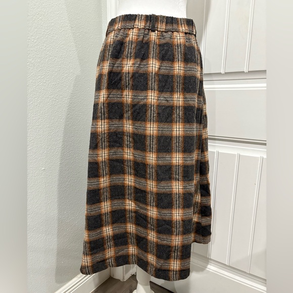 Chic Plaid A-Line Skirt in Gray and Orange Size XL - Picture 2 of 10